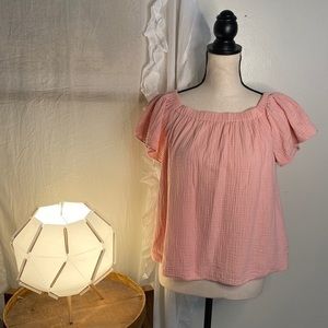 Rebecca Taylor Pink Crinkle Short Sleeve Blouse‎ Top Size 4